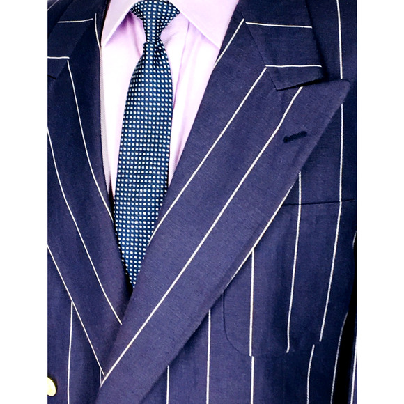 42L Jacobsons USA Mens Vintage Double Breasted Linen Wool Blazer Jacket Navy - Picture 6 of 14